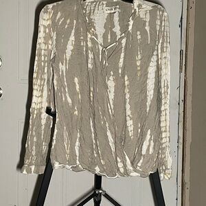 Gray and White Tie-Dye Blouse